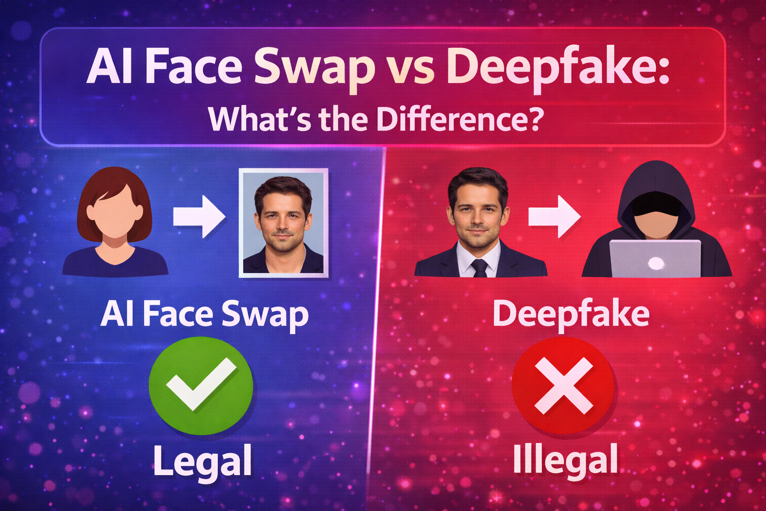AI Face Swap vs Deepfake: What's the Difference? hero image overview
