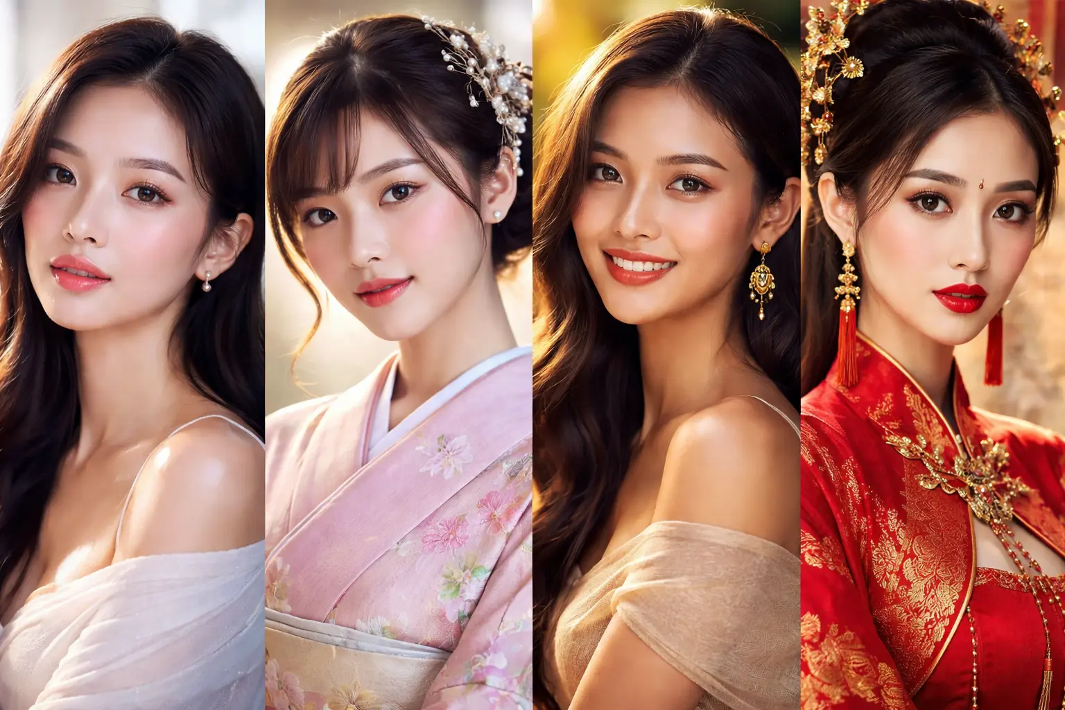 AI generated photorealistic Asian beauty portraits Korean Japanese Southeast Asian Chinese
