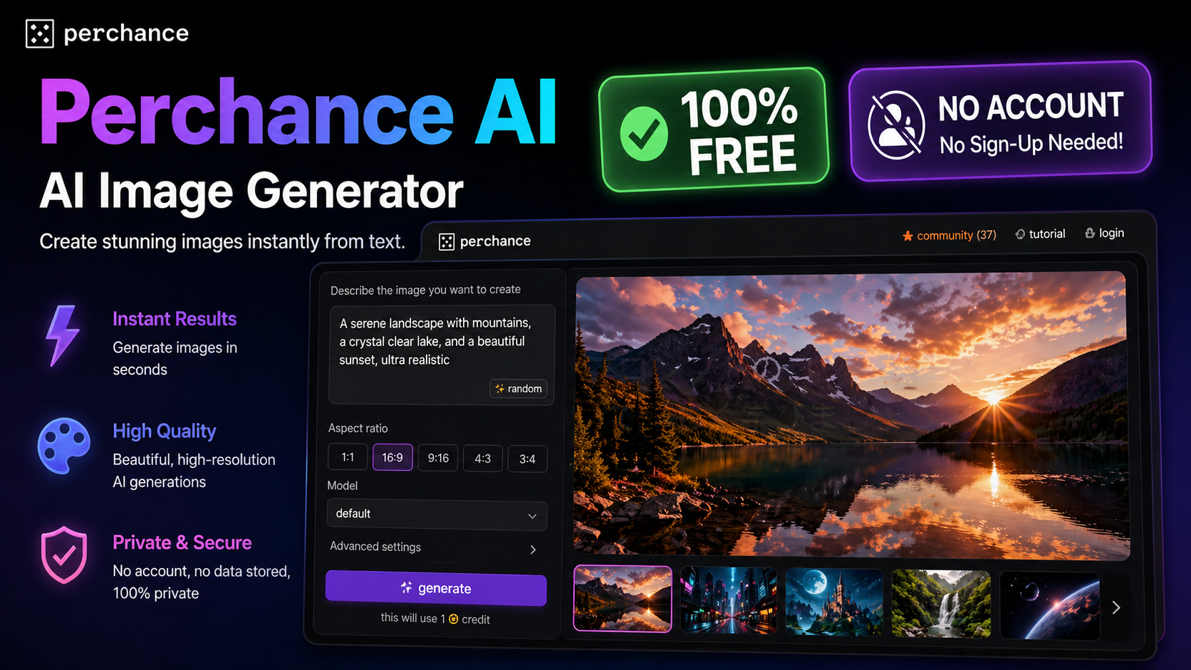 Perchance AI review hero image highlighting free no-account image generation