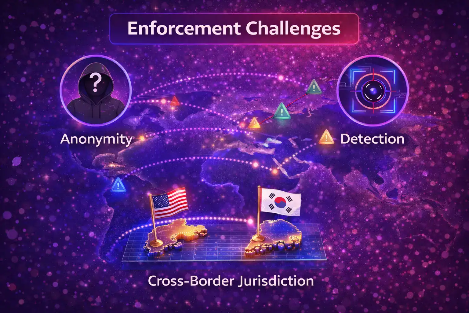 Deepfake law enforcement challenges anonymity jurisdiction