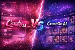 Candy AI vs CrushOn AI comparison hero image for NSFW chatbot showdown