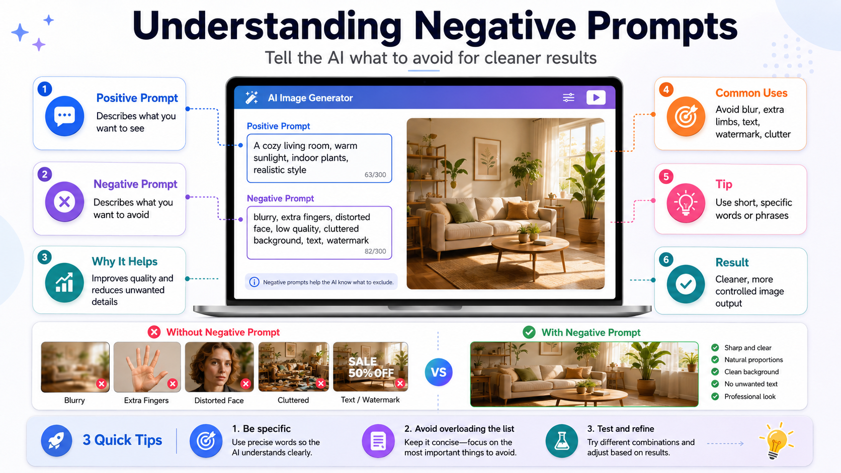 Understanding Negative Prompts visual guide and infographic