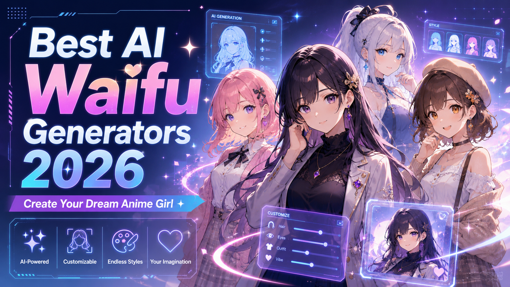 4 Best AI Waifu Generators 2026: Create Your Dream Anime Girl hero image