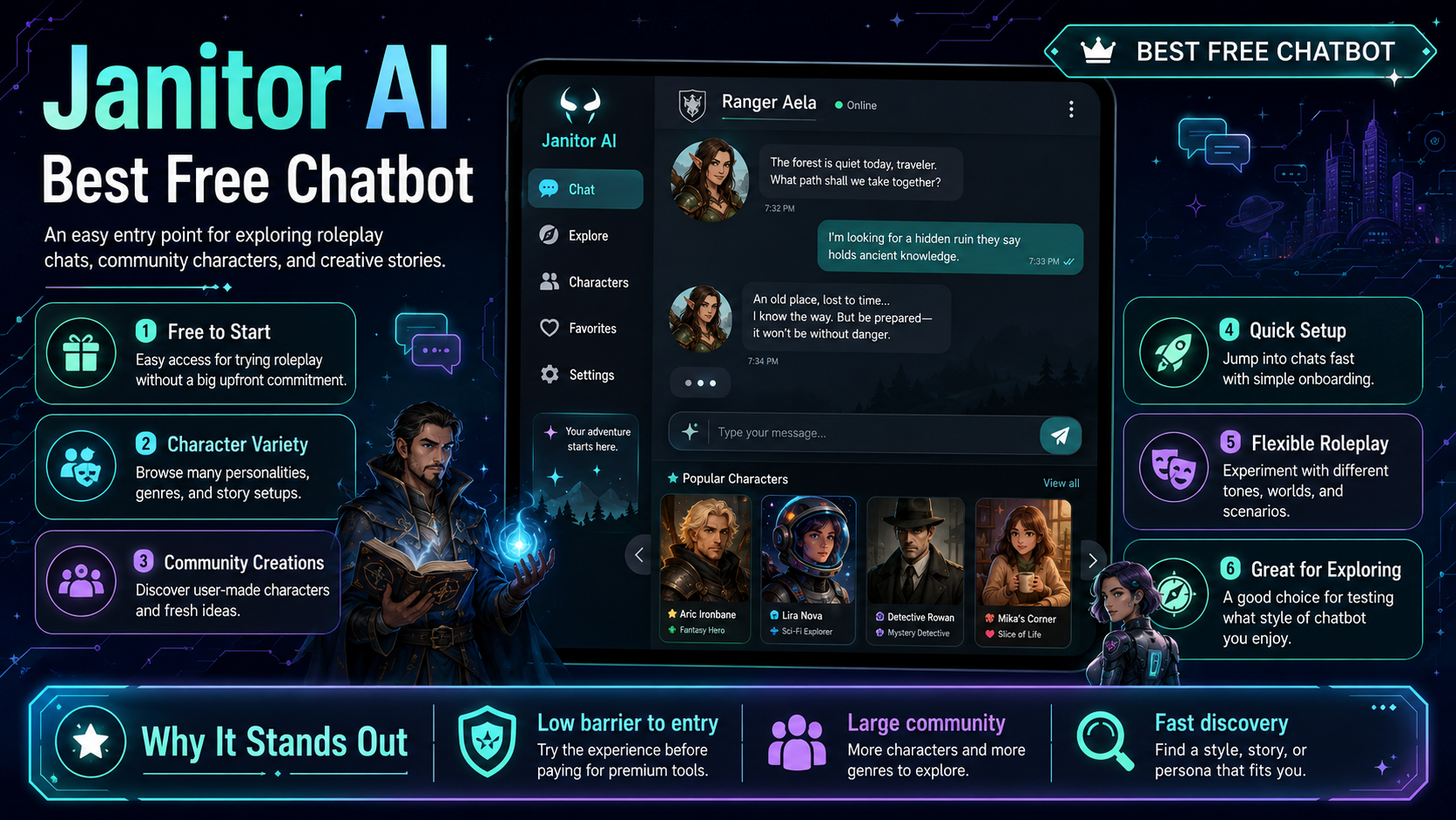3. Janitor AI — Best Free NSFW Chatbot visual guide and infographic