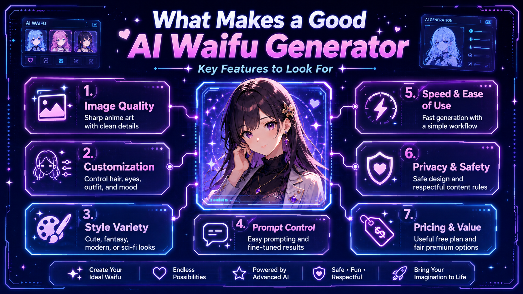 What Makes a Good AI Waifu Generator? visual guide